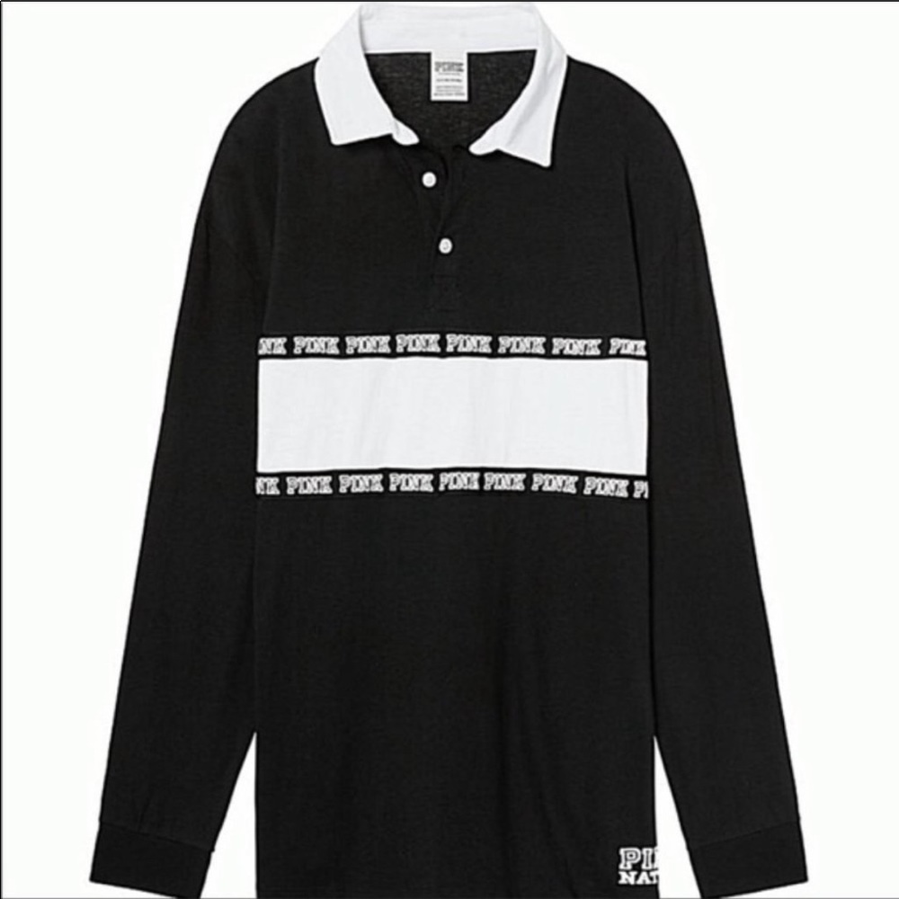 Victoria’s Secret PINK Shirt Rugby Black Trendy